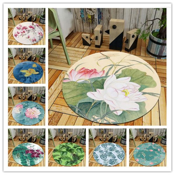 Teppiche Blumen Pflanzen Drucken Runde Teppiche Wohnzimmer Fußmatte Cartoon Tür Boden Matte Schlafzimmer Teppich Kind Dekor Teppich Yoga