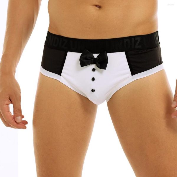 UNDUPTS MENS YENİLİĞİ SİDERİ SİDERİ YUKUYUYORUM YUŞUYUN RENK RENK KÜÇÜK PANTIES Sevimli Bow Tie Azaltılar Garson Rolü Oyun Kostümleri Erotik iç çamaşırı