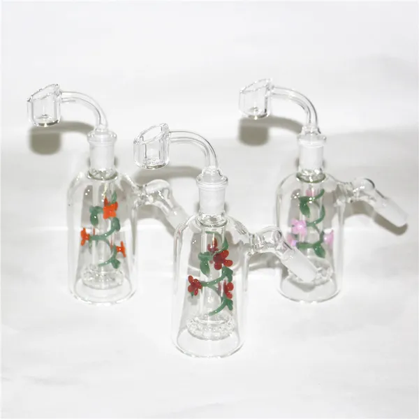 Bunte 14 mm 18 mm Glasbong Aschefänger Arm Baum Perc Glas Aschenfänger 18 mm Gelenk Grüne Fänger 45 Grad