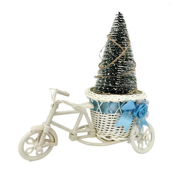Decorazioni natalizie Bicicletta Cesto di fiori Mini triciclo con albero artificiale Rattan per oggetti di scena Accessori da sposa Home Of