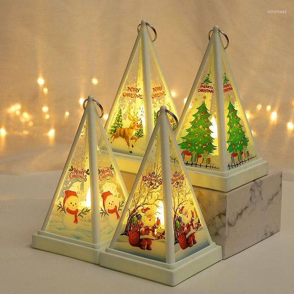 Luzes noturnas Creative LED LED portátil Janela triangular Display Light Snowman Snowman Papai Noel