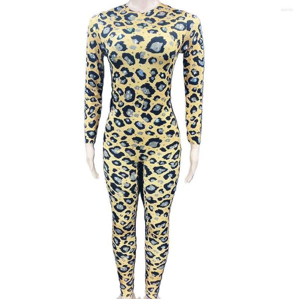 Abbigliamento da palcoscenico Costume con stampa leopardata Brillanti diamanti Tute teatrali Per le donne Prestazioni di personalità Signore