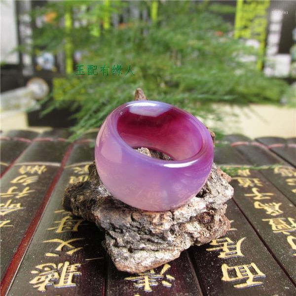 Anelli a grappolo 19.3 Natural Need Purple Chalcedony Agate Ring Pull That Ampliamento Modelli maschili e femminili Genuine Jade Finger