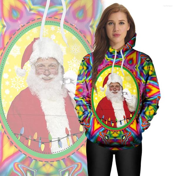 Herren Hoodies Phantasy Christmas Unisex Kleidung Pullover Hoodie Sweatshirt Weihnachtsmann Bedruckt Langarm Mode Lässig Tasche Streetwear