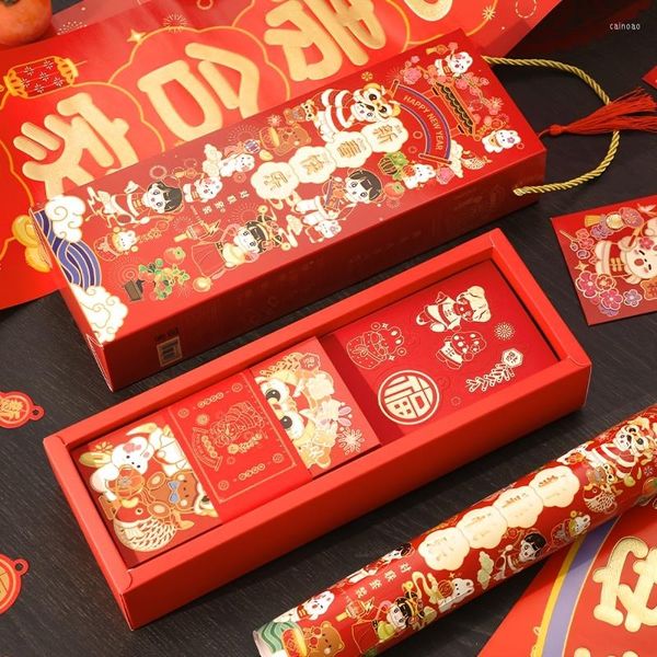 Embrulho de presente mohamm 23 pcs folhas douradas dísticos chineses no festival de primavera envelopes vermelhos definidos para decorações de um ano bênção