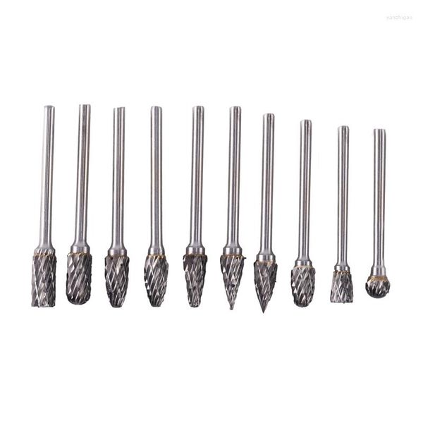 Estatuetas decorativas 10pcs/caixa Rotas rotativas Arquivos de metalworking Bitr Bit Set 3mm Shank 6mm Cabeça de corte diâmetro