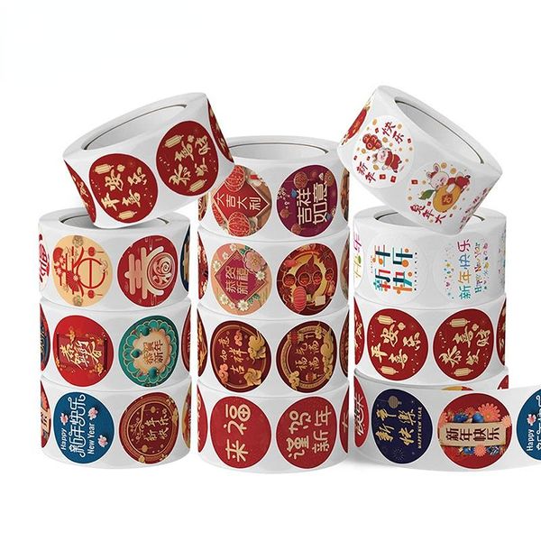 500pcs 2023 adesivos chineses FU Cartoon Rabbit Feliz Ano Novo R￳tulos de adesivos para envelope Favorias Favorias de f￩rias Decora￧￣o