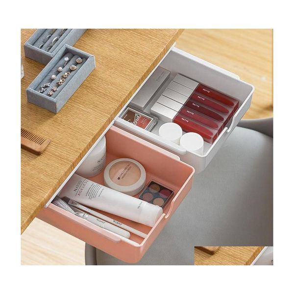 Ящики для хранения подвесные контейнер Пластиковые Ders Style Organizer Boxes Punch Adhesive Makeup Box под столом DER Организаторы DER DROP OTCDG