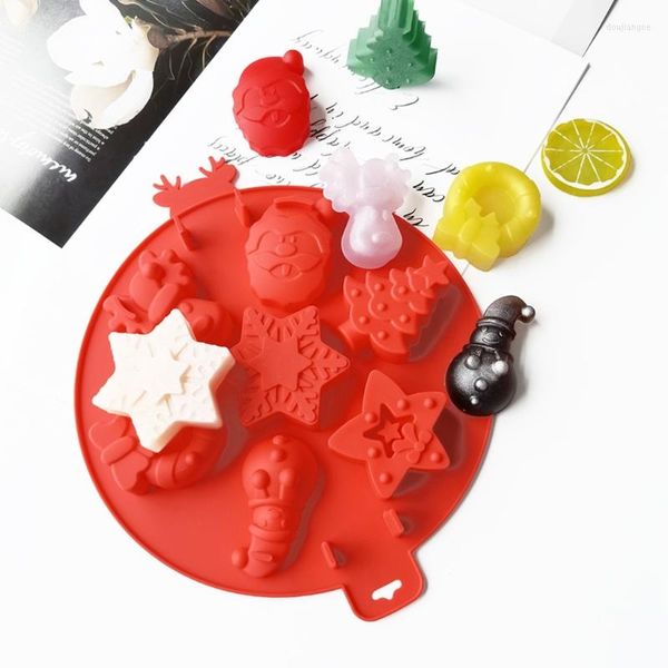 Moldes de cozimento tema de natal Silicone Mold Fondant Cake Borda Molde Ferramentas de decoração de chocolate Acessórios de cozinha