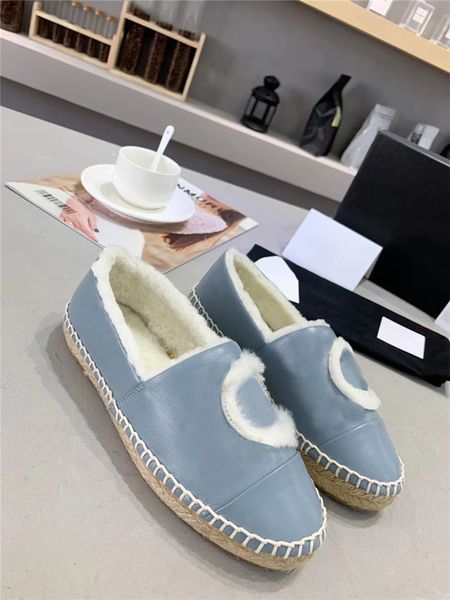 Tasarımcı Lüks Tweed Espadrilles Denim Kadınlar Kapa Toe-On Düz Elbise Ayakkabı Kutusu