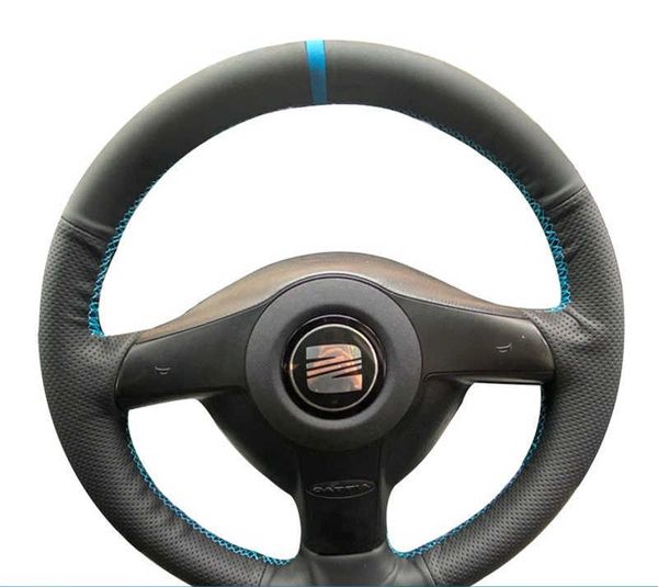 Su misura Volante Dell'automobile Treccia Copertura Accessori Auto Per Volkswagen VW Golf 4 Passat B5 Seat Leon Polo MK6 Skoda Fabia