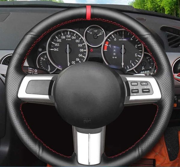 Su misura Copertura del Volante Dell'automobile Della Pelle Bovina Treccia Accessori Auto Per Mazda MX-5 Miata 2009-2014 RX-8 2009-2013 CX-7 2007-2009