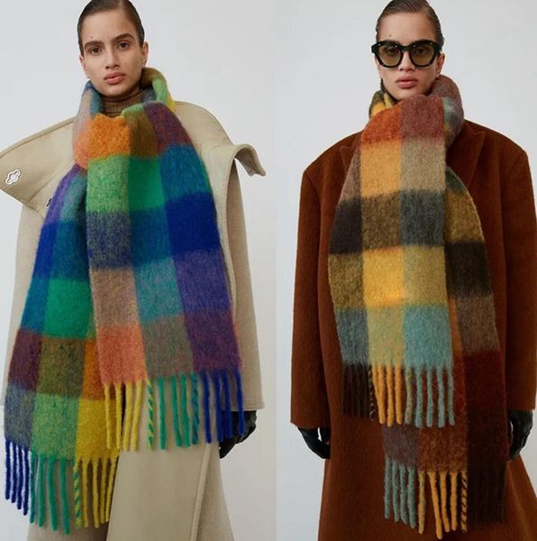 Len￧os homens e mulheres estilo geral cashmere lenget cobertor feminino colorido xadrez tzitzit imita￧￣o 18 cor