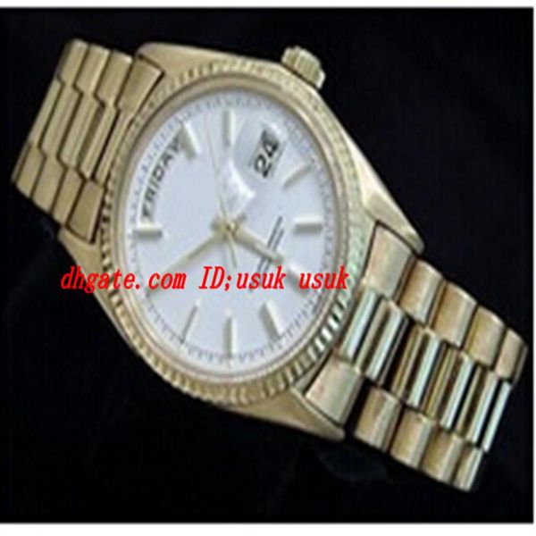 Роскошные наручные часы Новые продажи Mens Automatic Mechanical Watch 18 кт желтого золота Watch W White Stick Dial 1803 Men's Spo233x