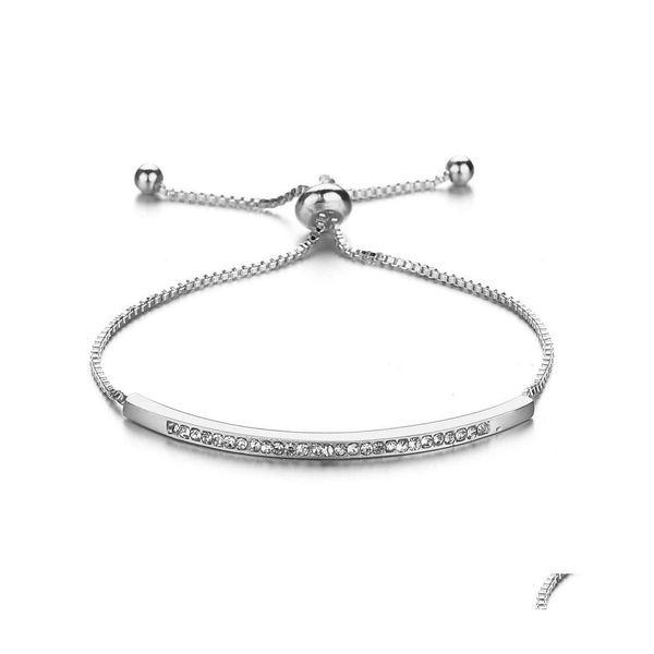 Id Identifikation Amerikanische Europäische Mode Sier Gold Bar Armband Luxus Strass Gepflasterte Diamant Armbänder Männer Frauen Paar Jewe Dhlid