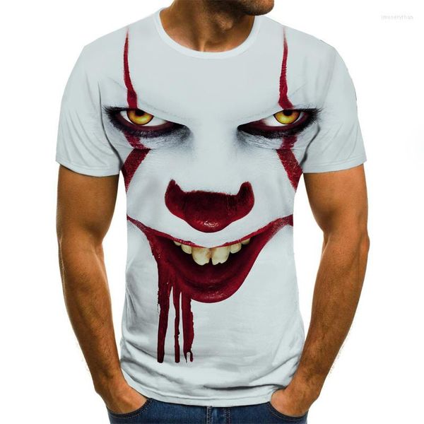 T-shirt da uomo 2022 Cool Clown T-shirt Funny Face Top 3D Stampato Moda Camicia girocollo a maniche corte Trendy Streetwear