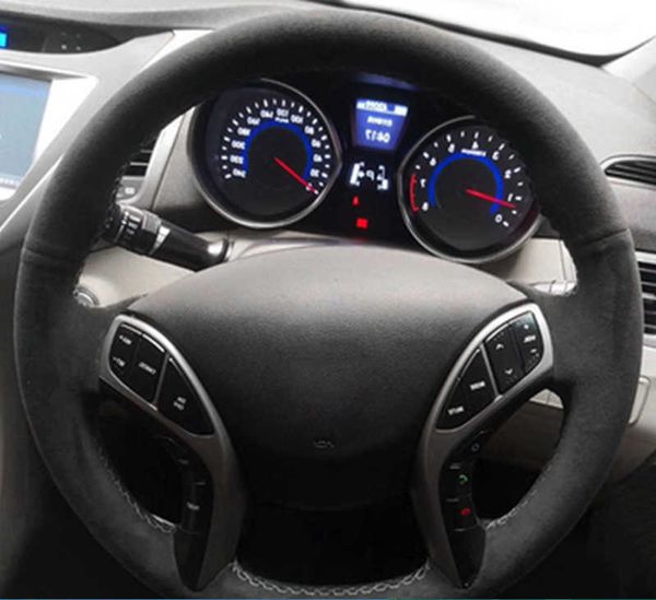 Индивидуальная крышка рулевого колеса, не скользящая замшевая косяка, автомобильные аксессуары для Hyundai Elantra 2011-2018 Avante I30 2012-2018