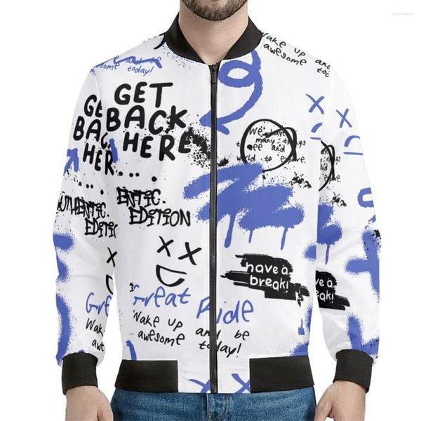 Giacche da uomo inverno per uomini 2022 graffiti di moda bombardiere stampato abbigliamento da uomo cappotto maschile