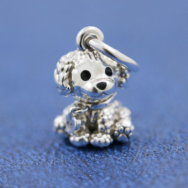 Charm-Anhänger aus 925er-Sterlingsilber, Pudel-Welpen-Hund, passend für europäische Pandora-Schmuck-Charm-Armbänder