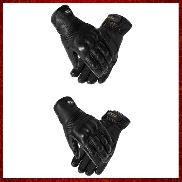 Luvas de motocicletas ST897 Men luvas de moto de moto Motocross Motocross Luvas de montaria Vintage Black Moto Glove Cycling Gear de prote￧￣o