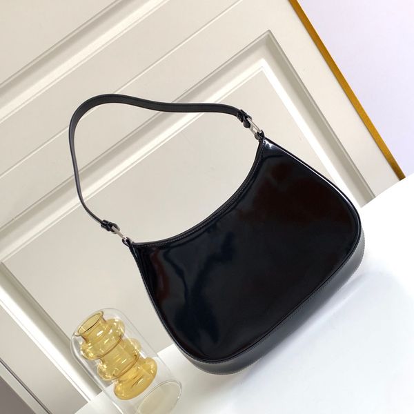 Luxurys Designers Bags 1BC499 Plano Black Genuine Patente Hobos Hobos Mulheres Pessas Top 10A Bolsas de ombro de qualidade de qualidade 10A