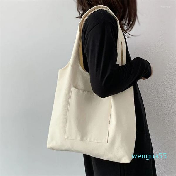 Borse da sera Shopping da donna in tela Borsa per gilet da pendolare Panno di cotone Bianco Nero Serie Borse per supermercati Borse per la spesa Tote School 1PC