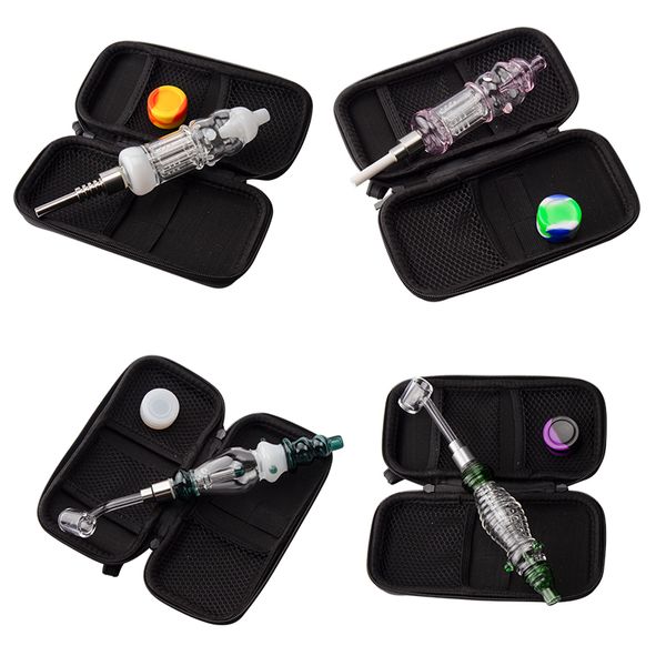 NC033 Narghilè Braccio Albero Perc Tubo da fumo OD 32mm 510 Titanio Quarzo Ceramica Nail Dabber Strumento Silicone Jar Bag Set Tubi di vetro Pro a prova di schizzi Bong d'acqua