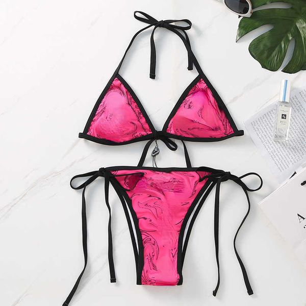 Designer-Bademode für Damen, Marke Damen-Bademode, Designer-Design, rosarot, sexy Bikini, zweiteiliger geteilter Damen-Badeanzug in Übergröße, L9CB