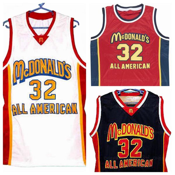 Custom McDonald's All American #32 Basketball Jersey Men's Ed White Blue Red Qualsiasi nome Numero Dimensione S-4xl