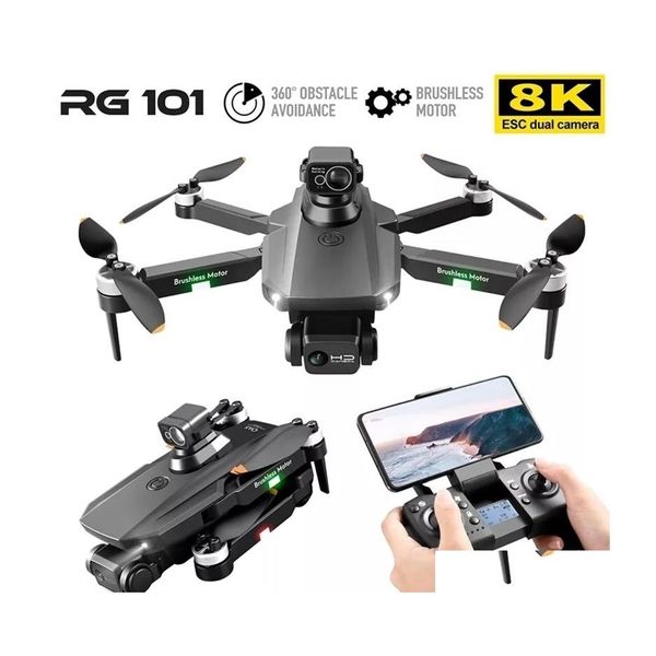 Inteligente UAV RG101 MAX GPS Drone 8K Profissional HD C￢mera HD FPV 3km Aerial Pogra Aerial Motor sem escova TRIBRACIONAIS DO QUADRO