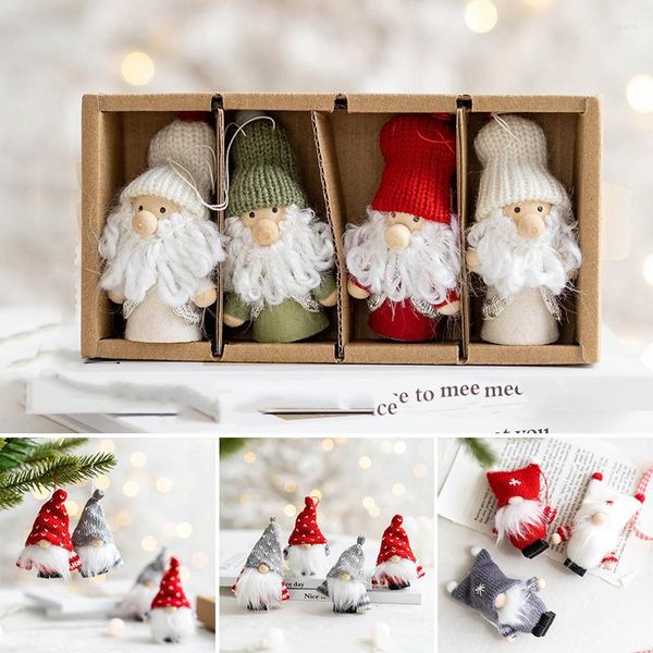 Decorazioni natalizie Set di ciondoli mini albero Ornamento di bambola di peluche morbido adorabile Decorazione natalizia creativa per la casa El Bar MJJ88