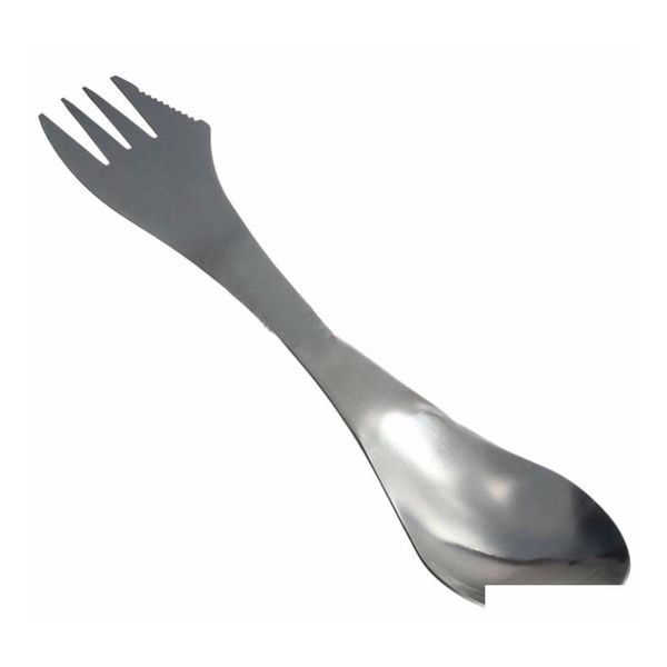 Streware Setleri 1 PCS 3'ü 1 Bıçak Çatal Kaşık Dış Sofra Takımı MTI Fonksiyon Paslanmaz Çelik Spork Cam Yürüyüş Piknik Kuyarları Combo Wll OTGJY