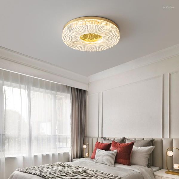 Luzes de teto Biewalk nórdico moderno redonda de vidro dourado LUZ LUZURY Family Living Room Study Bedroom Lamps LED LED