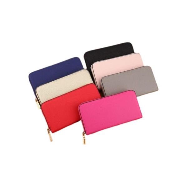 Senhoras longas zíper em torno da carteira Moda feminina bolsa PU Couro Carteiras de embreagem para Lady Travel Card Case Classic Coin Bag Hand295O