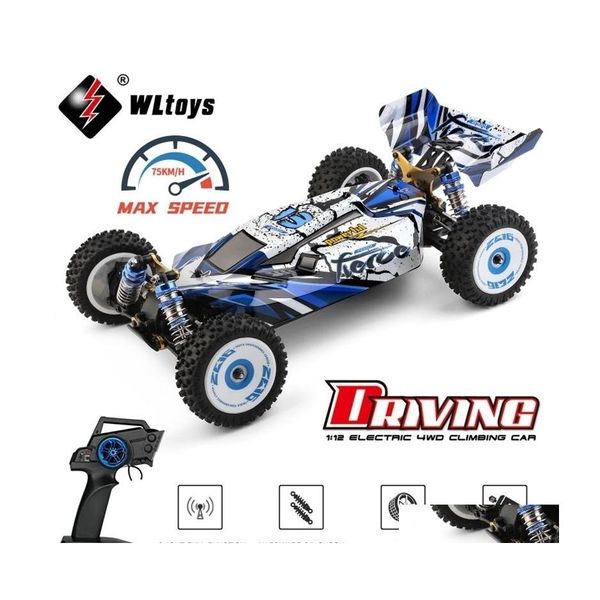 CAR Electric/RC Electricrc Wltoys 124017 124019 V2 75kmh 24g RC sem escova 4wd elétrico de alta velocidade de alta velocidade Drift Remote Control Toys Dhuir