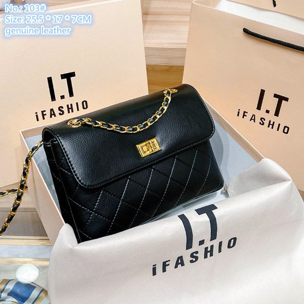 Borse a tracolla da donna all'ingrosso 3 borsa retrò classica in pelle goffrata elegante borsa a catena moda fibbia in oro grande capacità doppia cerniera portamonete per cellulare