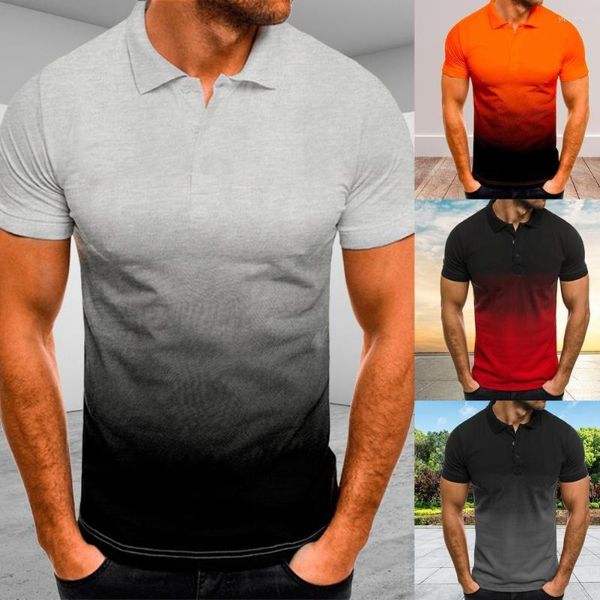 Erkekler Tişörtler Erkek yaka gömlek temel tişört gevşek kısa kollu kontrast renk üstleri yaz için basılmış yaka