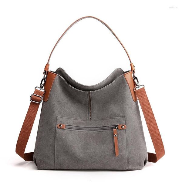 Akşam çantaları büyük kapasite tasarım tuval kadın omuz çantası şık kızlar kolej kitap çantası günlük alışveriş crossbody satchels toptan