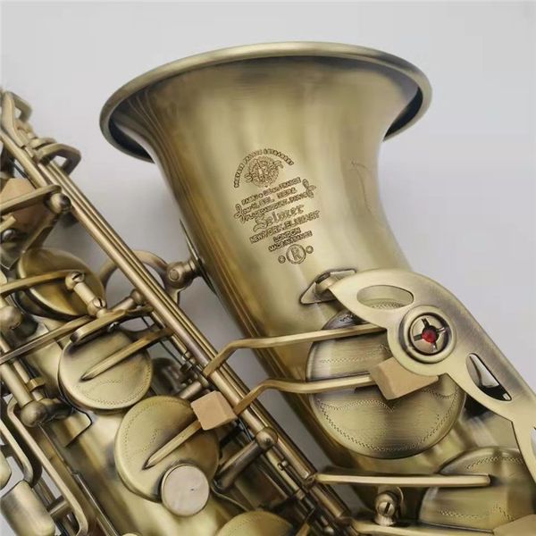 Profissional Antique cobre Eb e-flat brass alto saxofone sax shell key escultura padrão instrumento musical de sopro de madeira com caso outros aecessários