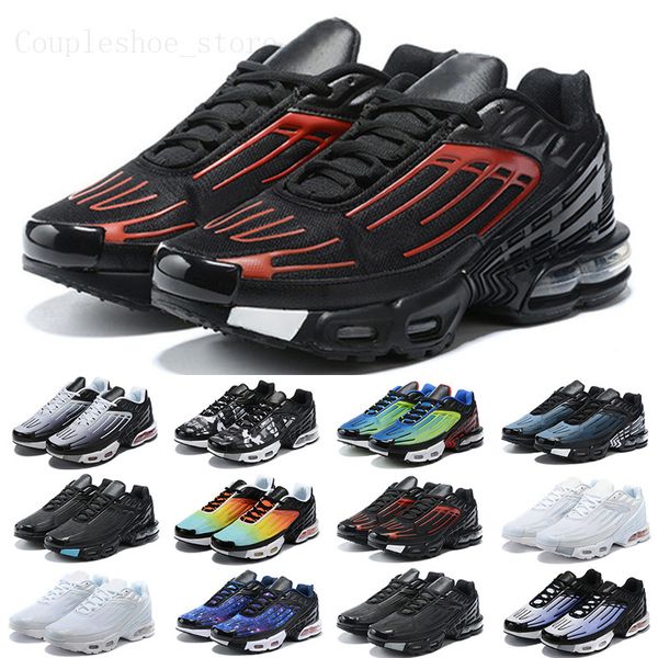 Sapatos masculinos TN 3 Plus Otimizados III Running Shoes TN3 Treinador noir Triple Black Wolf Gray Blanche Branco Blue Nebula Sneakers H1