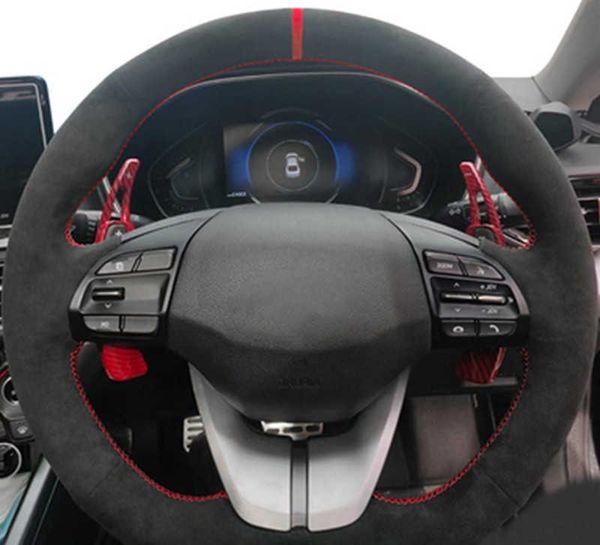 Индивидуальное управляющее колесо автомобильного рулевого колеса Замшевые аксессуары для вагоны для Hyundai Elantra 4 2019 2018 2017 2016 Ioniq 2017-2019