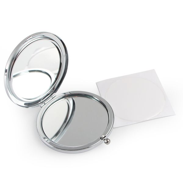 Пустое компактное зеркало с эпоксидной наклейкой, новое косметическое карманное зеркало для макияжа, серебряный цвет для DIY Decoden # M070S