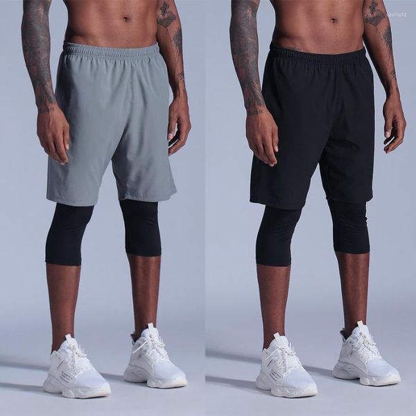 Pantaloncini da corsa Uomo Pallacanestro Sport 2 in 1 Jogging Allenamento fitness Pantaloni corti attillati da palestra ad asciugatura rapida