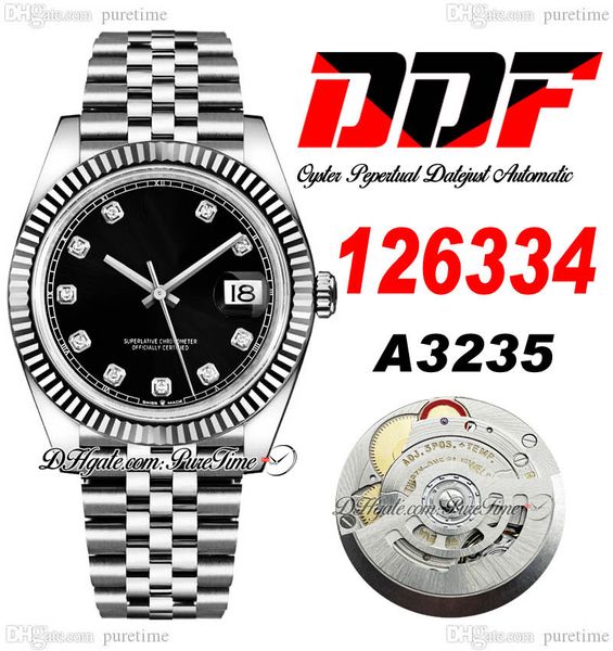 DDF только 126334 A3235 Автоматические мужские часы 41 Фаяльный панель черный набор маркеры 904L Jubileesteel Bracelet Super Edition Той же серии Card Purtime F6