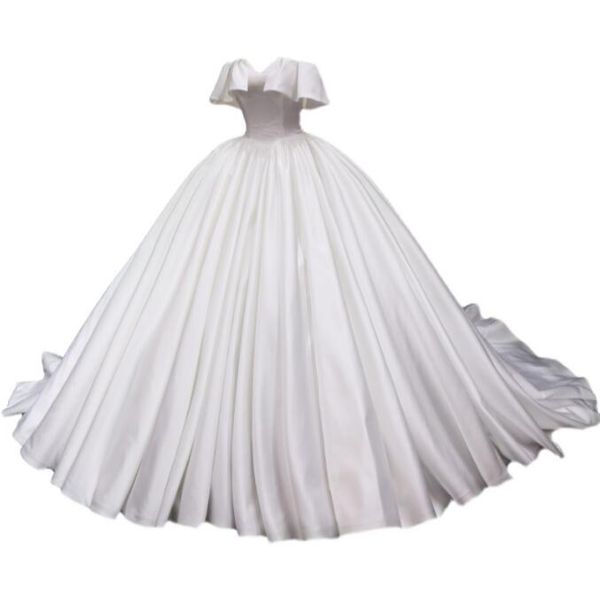 Abito da ballo con scollo a cuore Plus Size Abiti da sposa in raso con strascico cattedrale