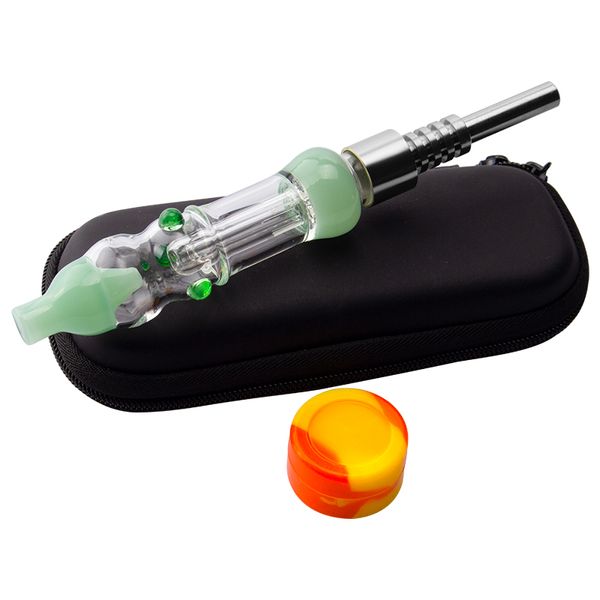 CSYC NC026 Glas Wasserpfeife Pfeifenbeutel Set 510 Keramik Quarz Nagel Silikonglas Dabber Werkzeug Tragbarer Koffer Bunte auslaufsichere Dab Rig Bongs Bubblers Pipes