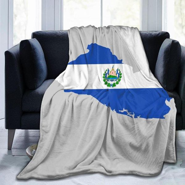 Cobertores Clante de flanela El Salvador Flag Ultra-Soft Micro Fleece para Sofá Bathrobe Bed Travel Home Winter Spring outono