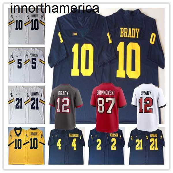 Mann Michigan Wolverines Tom Brady Trikot Fußball Rob Gronkowski Desmond Howard Charles Woodson Shea Patterson Jim Harbaugh genäht Marineblau Rot Grau Weiß