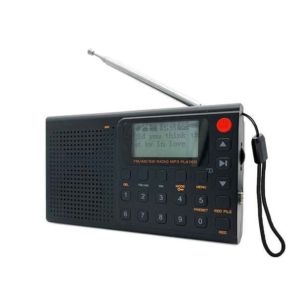 Am FM SW Stereo Top Radio Recorder Aux Jack Полная полоса портативная радиопередача C Зарядка MP3 Музыкалист будильник