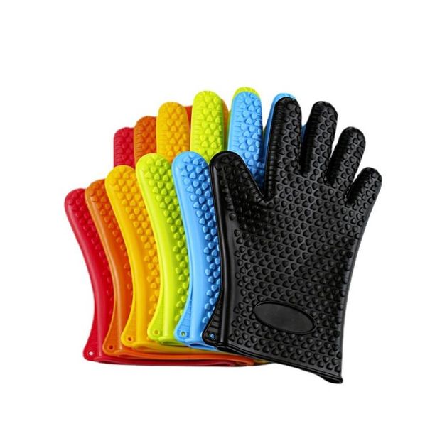 Luvas de calor isolador de silicone Luvas de aquecimento Mitts Microove Forno Luvas de placa quente clipe anti-escaldamento Mitt Kitchen Tools SN499